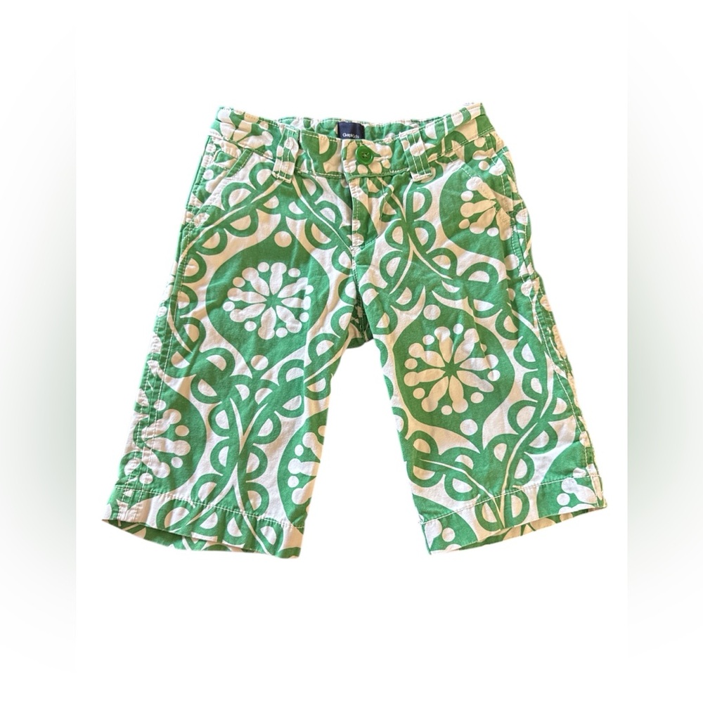 Gap Kids Girl’s Bermudas Green And white Pattern Size 5 Regular